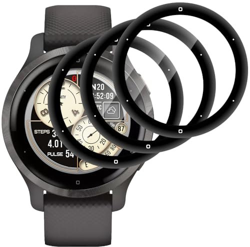 Beukei Verre Trempé pour Garmin Venu 2s,3 Pièces Ecran Trempe [3D Incurvé Couverture Complète][Haute Sensibilité] [Sans Bulless] Verre de Protection
