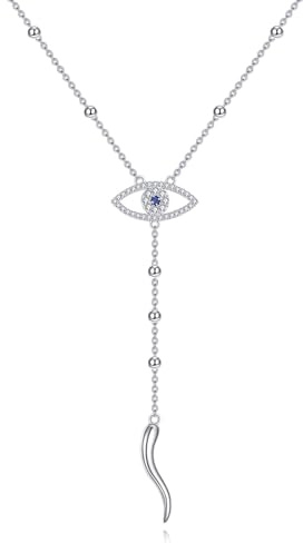 HUKKUN Halskette aus italienischem Horn für Damen Anhänger aus italienischem Horn Sterlingsilber böser Blick Halskette für Damen Schmuck Geschenk
