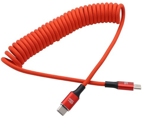 HangTon USB-C CarPlay Kabel, Schnellladung 5/10/20V 100W, Geflochtenes Spiralkabel für iPhone 15 16, Galaxy S24 S23, Pixel 8, ThinkPad X1, iPad, Dell, MacBook Pro, Laptop