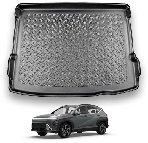 NOMAD Boot Liner Mat for Hyundai Kona 2024+ | [Adjustable boot floor in raised position], Tailored PE Car Boot Protector Tray, Waterproof Raised Edge Trunk Mat