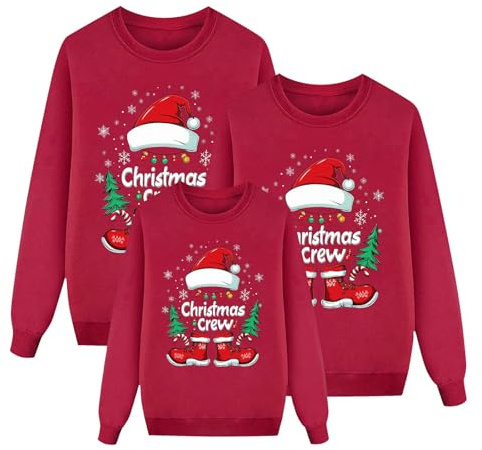 Christmas Jumpers Matching Family Long Sleeve Round Neck Snowflake Xmas Tree Sweatshirts Novelty Family Christmas Pullovers for Men, Women and Kids Dad