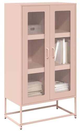 Frdhee Wohnzimmerschränke Eckschrank,Highboard Rosa 68x39x123 cm Stahl,Flurschrank für Wohnzimmer Schlafzimmer Flur