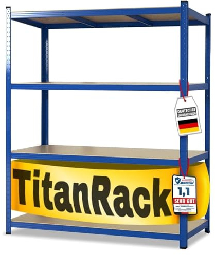 OfficeMarshal Schwerlastregal 160x150x80 cm blau – Weitspannregal Metall, Werkstatt Regal, Regal Werkstatt, Steckregal Lagerregal