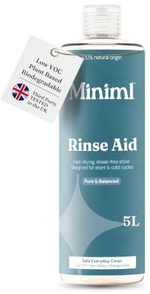 Miniml Dishwasher Rinse Aid 400ml – Unscented | Fast-Drying – Streak-Free & Spotless Dishes and Glasses – Works on Short & Cold Cycles – Plant-Based – Vegan & Biodegradable