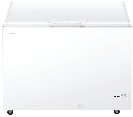 Candy CCHH 3012E Congélateur horizontal, largeur 111 cm, 300 L, moteur inverseur, 2 paniers, contrôle mécanique de la température, éclairage LED, poignée intégrée, porte verrouillable, 35 dB, blanc