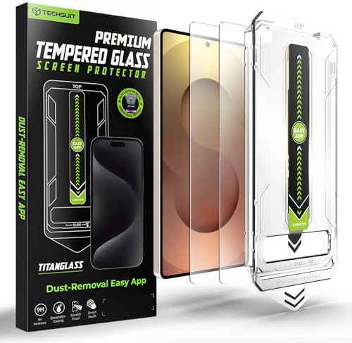 Techsuit Displayschutzfolie 2er Pack für Samsung Galaxy S25 Ultra Gehärtetes Glas mit Fingerabdruck Entsperrung Kompatibel, HD Klarheit, Stoßschutz, Oleophobe Beschichtung, TitanGlass CrystalHD