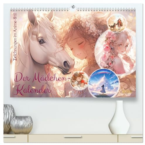 Der Mädchen-Kalender (hochwertiger Premium Wandkalender 2026 DIN A2 quer), Kunstdruck in Hochglanz: Liebenswerte Anime-Zeichnungen für und mit Mädchen - KI generiert (CALVENDO Menschen)