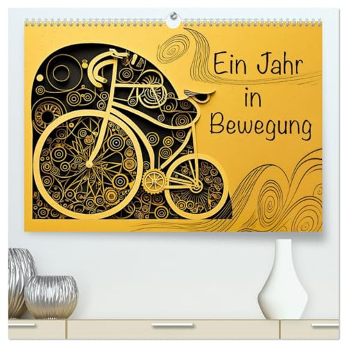 Ein Jahr in Bewegung (hochwertiger Premium Wandkalender 2026 DIN A2 quer), Kunstdruck in Hochglanz: Abstrakte Fahrräder, humorvoll illustriert und in Szene gesetzt (CALVENDO Kunst)