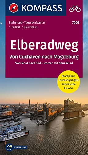 KOMPASS Fahrrad-Tourenkarte Elberadweg, Von Cuxhaven nach Magdeburg. Von Nord nach Süd - immer mit dem Wind 1:50.000: Leporello Karte, reiß- und wetterfest