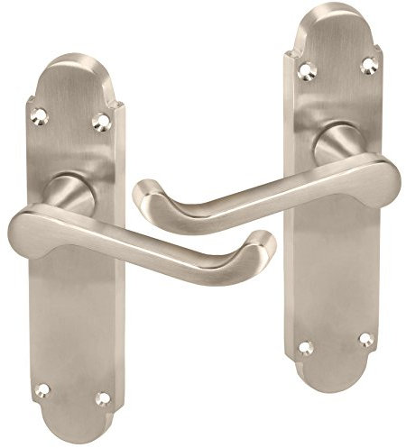 2X Sets of Interior 170mm Door Handles - Brushed Nickel Lever Latch On Backplates