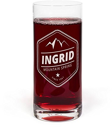 printplanet® Glas mit Namen Ingrid graviert - Leonardo® Trinkglas mit Gravur - Design Mountain Spring