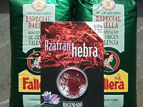 2x1kg Riz spécial paella 1 Kg La Fallera + 0,375gr. Safran en filament Hacendado