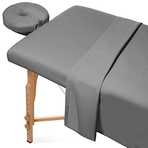 3-teiliges Flanell Massagel Bettwäsche Set weiche Baumwolle inkl. Bettlaken und Spannbettlaken mit Gesichtswiege