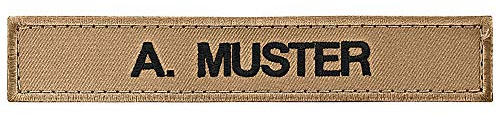 PACOTEX Namensschild bestickt mit eigenem Namen personalisiert Stickschild in vielen Größen und Farben mit Klett (100x20mm, beige sandfarben)