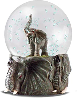 Water Globe - Elefante de Deluxebase. Bola de Nieve de Elefante con Figura de Resina y Base Moldeada. Genial como decoración hogar, Adorno o Regalo. (Diseño seleccionado al Azar de 2 Colores)