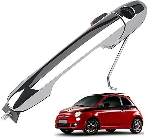 BJYXSHOP Exterior Door Handle for Fiat 500 2012 2013 2014 2015 2016 2017 2018 Outside Chrome Door Handle Replacement with Lock Hole, 68069943AC (Left Driver Side)