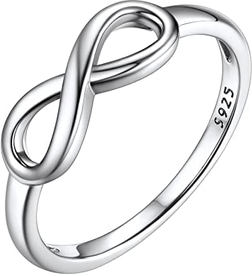 Bestyle Damen-Ring 925 Sterling Silber Unendlichkeit Ring Partnerringe Fingerring Vertrauensring Infinity Ring US 9