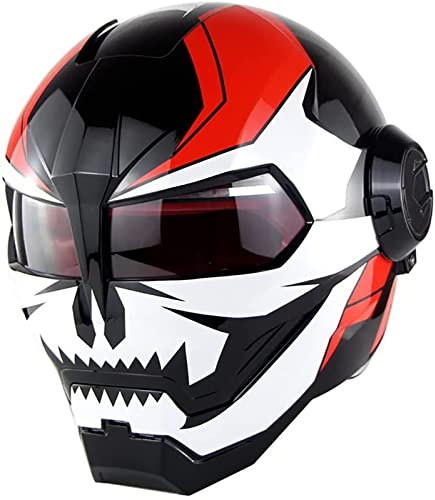 Motorradhelm Motorrad-Integralhelm Mit Offenem Gesicht, ECE-Zertifizierter Iron Man Transformers-Helm, Hochklappbarer Motorrad-Integralhelm Für Erwachsene, Männer Und Frauen A,M