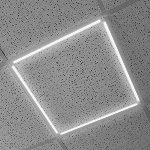 Long Life Lamp Company 40w Edge Lit LED Panel 600 x 600 Recessed Ceiling Light Cool White, Suspended Ceiling Light Border Frame AP01