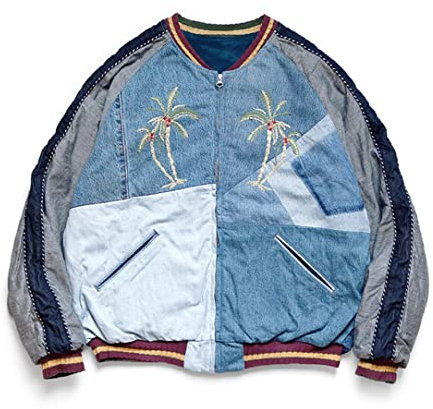 Herren Jeansjacke Nieten Punk Hip Hop Jeans Jacke Slim Hipster Print Denim Jacke, Siehe Abbildung, S