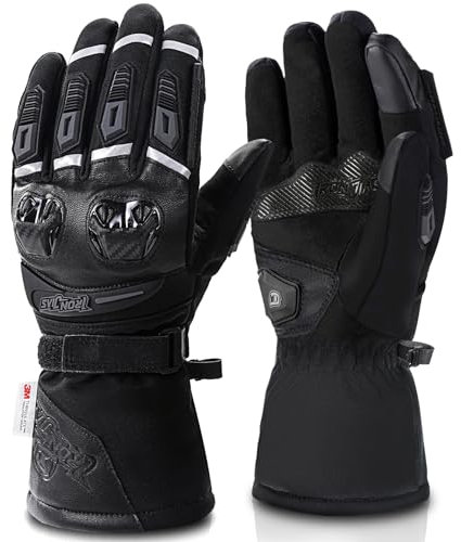 Grapelet Motorradhandschuhe Winter,Winddichte wasserdichte Motorrad Handschuhe für Herren,Touchscreen winterhandschuhe für Outdoor Sportarten,L