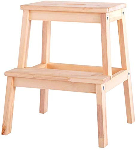 2 Tread Wooden Utility Step/Ladder Stool, Household Stair Chair Moveable Stepladder Widened Home Garden Tool