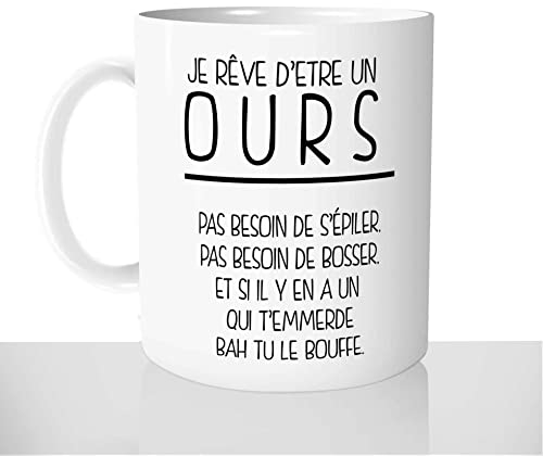 Mug-Cadeau Etre Un Ours - Tasse Café Thé Idée Cadeau Original Animal Flemme Collègue Ami - Noël Anniversaire