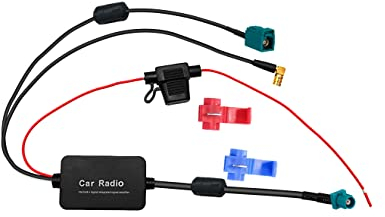 Vecys FM/AM DAB DAB+ Antenna per Auto Amplificatore di Segnale Booster Fakra Z Maschio a Fakra Z Femmina a SMB Femmina Adattatore ad Angolo Retto 12V Amplificatore di Segnale Autoradio