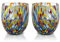 MAZZEGA ART & DESIGN - 2 Verres à Eau Goto, Soufflé et Fait Main avec Murrine de Murano Raffinée et Originale - Les Couleurs de Murano - Modèle Classique 320 ml. Fabriqué en Italie
