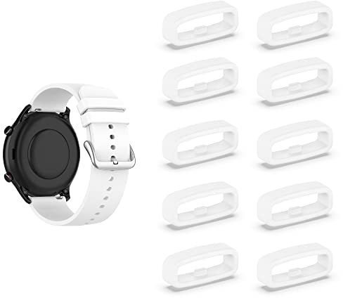 SMYAOSI Silikon Armbänder Schlaufe,Ersatzband Band Loops, Armband Schlaufe,10 Stück Uhrenarmband Halter Keeper Verschlussring Ersatz Schlaufen für Watch 18mm/20mm/22mm armband (20mm, Weiß)