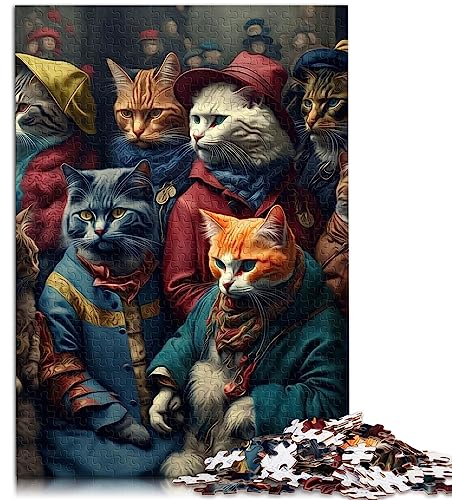 Puzzles für „Funny Cat Gang“, 1000-teiliges Puzzle für Erwachsene und Kinder ab 12 Jahren, Papppuzzles, Lernspiel, Herausforderungsspielzeug, Größe: 26 x 38 cm
