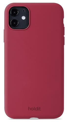 holdit Coque de protection en silicone pour iPhone 11/XR - 0,8 mm - Ultra fine - Silicone tendance avec protection complète (bord surélevé pour la protection de l'appareil photo) - Velours rouge