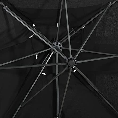 BaraSh Parasol déporté à Double Toit Noir 250x250 cm,Parasol De Jardin Exterieur,Protection,Parasol,