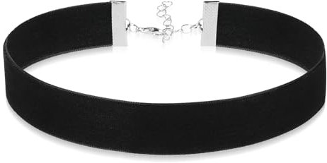 Schwarz Samt Choker 2cm Damen Gothic Halsband Klassisches Punk Choker für Damen Retro Halloween Karneval Party Kostüm Zubehör