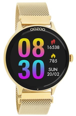 Oozoo - Vielseitige Smartwatch Herren mit 20mm Mesharmband | Fitnesstracker mit Pulsmesser, Schrittzähler & Schlafmonitoring | Smartwatch rund IOS & Android kompatibel | 33mm Touchscreen | IP67
