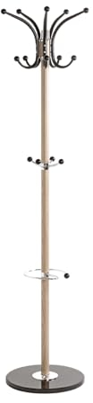 HAKU Möbel Garderobenständer Eiche, schwarz, Marmor, Metall - Maße: H 175 cm x Ø 40 cm, Style: Modern