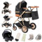 Gcarebb 3 in 1 Kinderwagen, Buggy Mit Auto Babyschale, Mit Höhenverstellbarer Kinderwagen Komplettset, KombiKinderwagen Mit Aluminiumrahmen für Neugeborene 0-3 Jahre