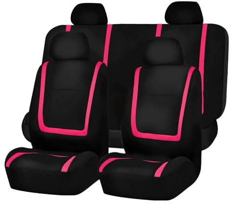 VALKEM Auto Sitzbezügesets für Citroen C1 c1 3-Doors 2005-2022, 5 Sitzer Allwetter rutschfest Atmungsaktiv Schonbezug Set Sitzkissenschutz, Auto Innenraum Zubehör, E Pink
