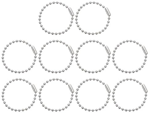 sourcing map 100pcs Ball Beads Chain 4 Inch 2.4mm Diameter Metal Dog Tag Keychain Ball Connector Clasp for Jewelry Making Necklace DIY Crafts, Silver Tone
