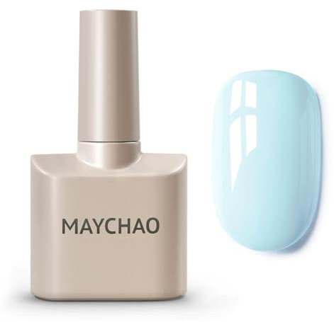 MAYCHAO 15ML Light Sky Blue Gel Nail Polish, Soak Off UV LED Gel Polish Nail Art Starter Manicure Salon DIY at Home, 0.5 OZ