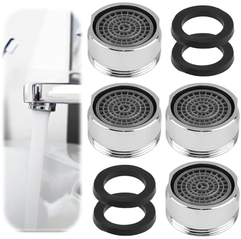 4 Stk Wassersparend Strahlregler M24 Wasserfluss 5l/min, Perlatoren Wassersparer für Wasserhahn, Wasserhähne Aufsatze Sieb, Edelstahl & ABS, Kalkfilter Wasserhahn Filter Aufsatz Strahlregler