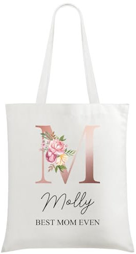 Bolsas de mano personalizables, bolsa de playa de lona con nombre, logotipo de foto personalizada, bolsas de regalo para viajes y compras para mujer, Letra A-Z, 34 cm x 39 cm x 15.4 cm