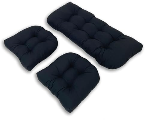 Outdoor Wicker Patio Möbelkissen 3 -Stück -Set, Außen-/Innenarchitektur Alle Wetterstuhlstuhlkissen, für Terrassenmöbel,Schwarz