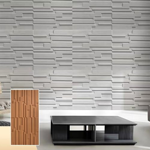 Innovz 3D Fluted Textured Wall Panel, TV Background Slat Tile Wall Décor PU Panels 23.6 X 47.2in, Living Room Bedroom Basement Stairs Wall Covering Panel(Yellow,6pcs)