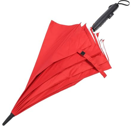 Sun Umbrella Fan Mist Spray Cooling Travel Portable 8 Ribs (Red Silver)