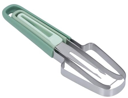 Stainless Steel Watermelon Cutter 3 in 1 Slicer and Fork Set for Home Picnics Camping (Green)