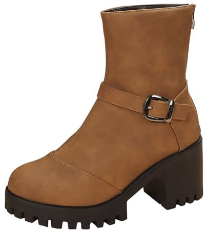 Stivali Alti con Tacco Basso Stivali Moto Donna 38 Boots for Women Stivali Biker Donna Stivali Texani Donna Estivi Stivali Gomma Alti Stivaletti Donna Tacco Stivaletti Donna