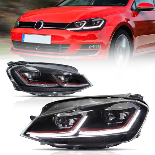 Archaic Scheinwerfer kompatibel mit VW Golf 7 MK7 TSI TDI 2013-2017 (Nur für Standard -Halogen),ohne Leuchtmittel,mit E-Prüfzeichen