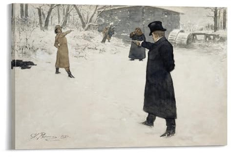 Ilya Prints Poster Duell between Onegin And Lenski, Repin-Kunst, Ölgemälde, Dekoration, gerahmt, 50,8 x 76,2 cm