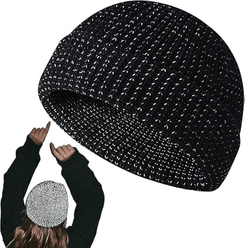 SHEMINES Reflektierende Mütze für Damen und Herren, reflektierende Wintermütze, weiche, warme Strickmütze